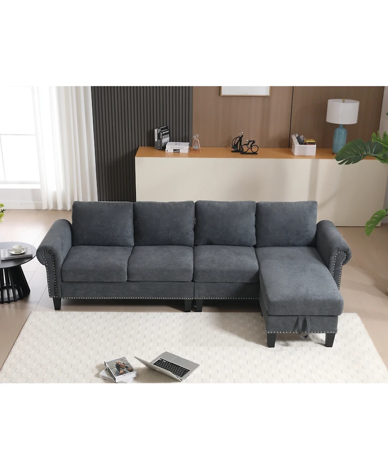 Streamdale Furniture Convertible Sectional Sofa with Storage, L-Shaped, 4-Seater