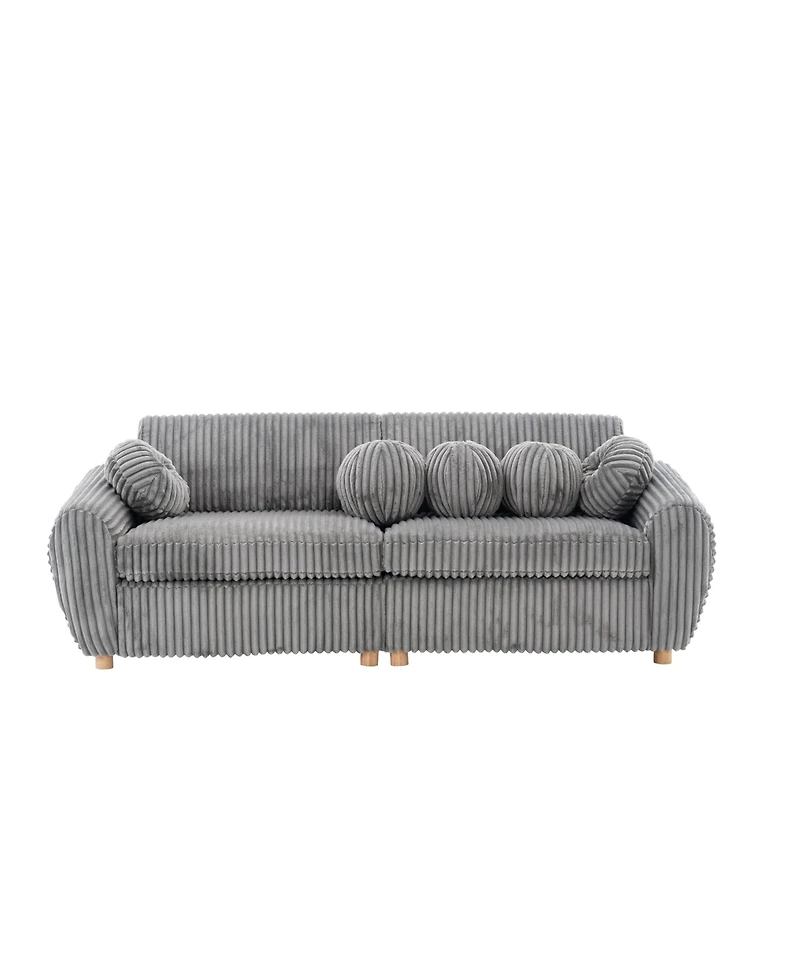 Streamdale 84" Grey Corduroy Sofa Couch
