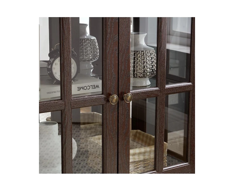 Streamdale Led Display Cabinet with Adjustable Shelves, Lattice Doors