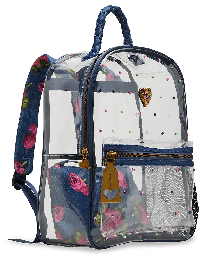 Betsey Johnson Clear Denim With Pouch Medium Backpack