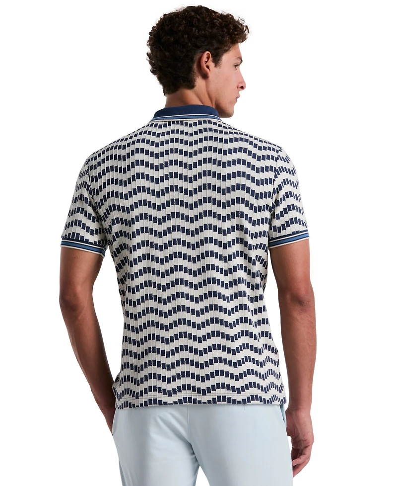 Original Penguin Men's Slim Fit Short Sleeve Zig Zag Textured Polo Shirt