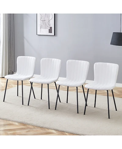 Streamdale Luxury Minimalist Dining Chairs - Set of 4, Black Metal Legs