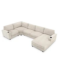 Streamdale U Shaped Sectional Sofa, Corner Couch with Chaise, Cup Holders