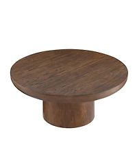 Streamdale 36" Round Wood Coffee Table with Cylindrical Leg (Brown)