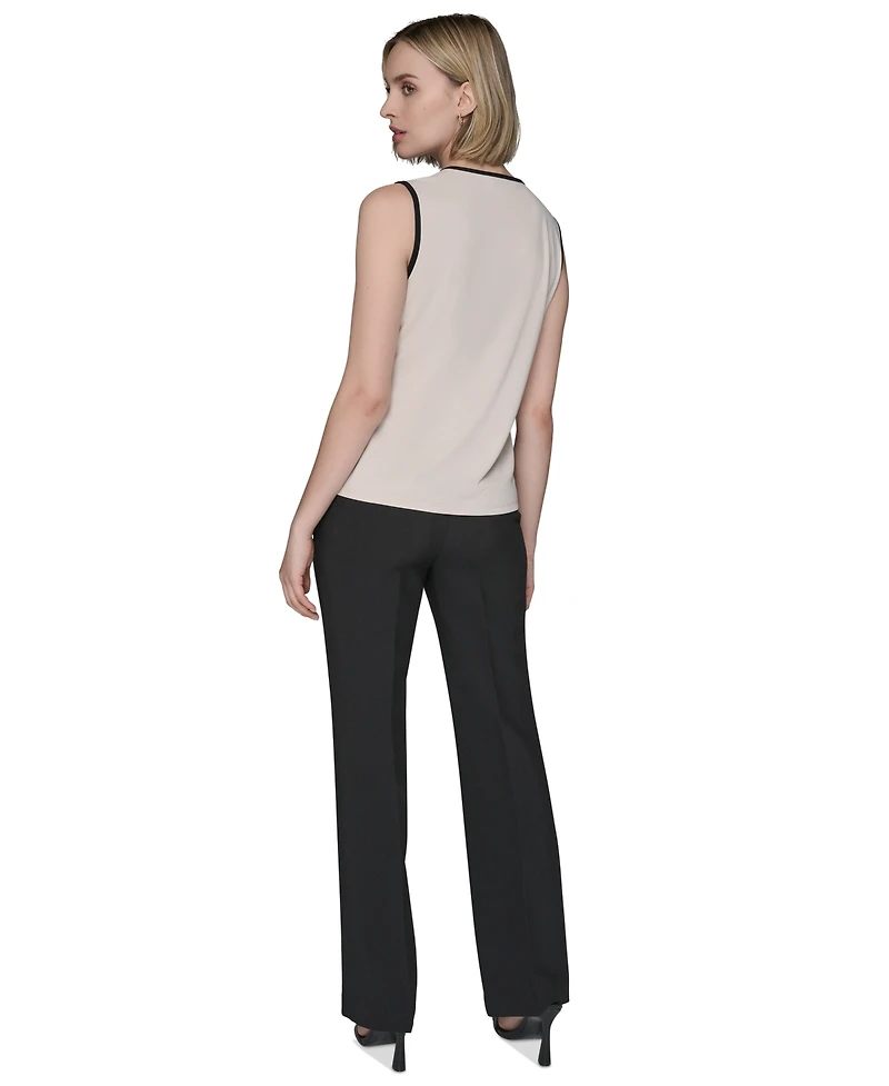 Karl Lagerfeld Paris Women's Contrast-Piped Keyhole Camisole