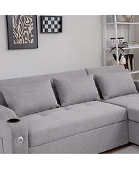 Streamdale 84" Adjustable Sofa Bed with Storage & Usb, Convertible to L-Shape