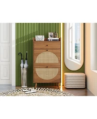 Streamdale Rattan, Allen 2 door 1 drawer cabinet, shoe rack, double layer, suitable for entrance