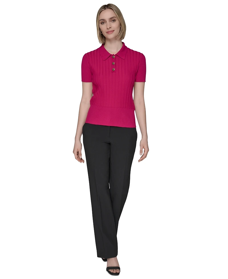 Karl Lagerfeld Paris Women's Collared Ribbed Shirt