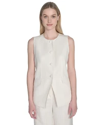 Calvin Klein Women's Linen-Blend Collarless Vest