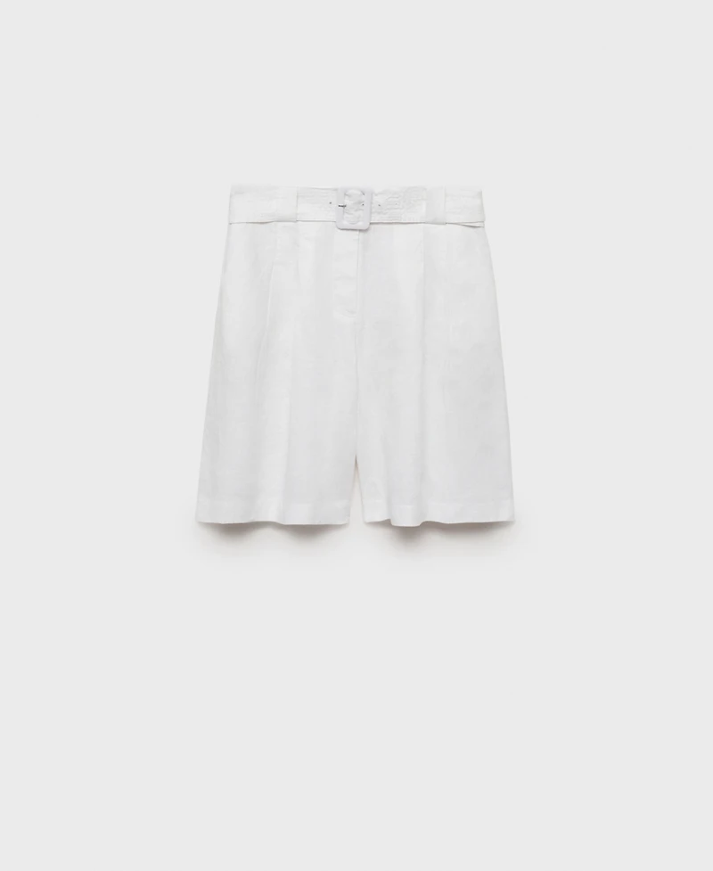 Mango Women's Belt Linen-Blend Bermuda Shorts