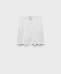 Mango Women's Belt Linen-Blend Bermuda Shorts