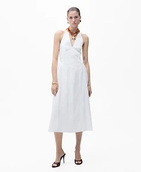 Mango Women's Halter Neck Cotton Midi Dress