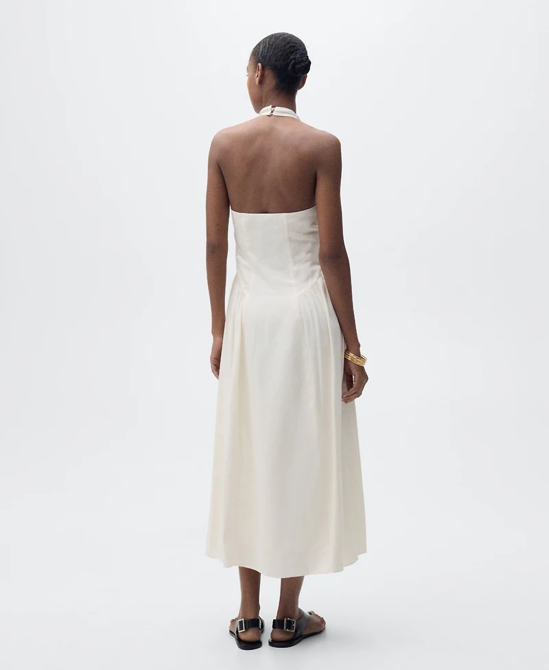 Mango Women's Halter-Neck Linen Dress