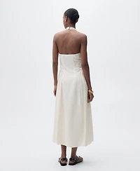 Mango Women's Halter-Neck Linen Dress
