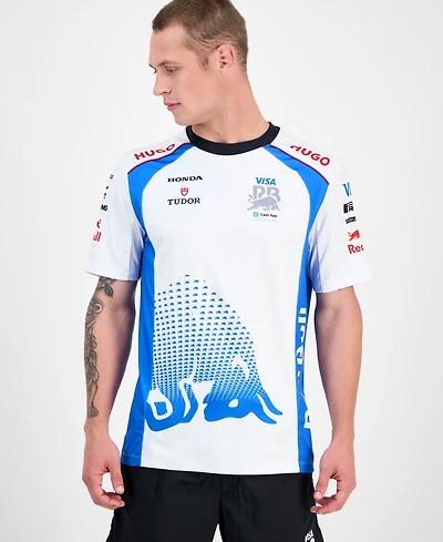 Hugo Boss Men's Oversized Short Sleeve Crewneck Sponsor Logos Graphic T-Shirt