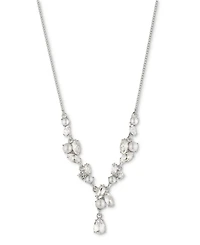 Givenchy Silver-Tone Crystal & Imitation Pearl Lariat Necklace, 16" + 3" extender