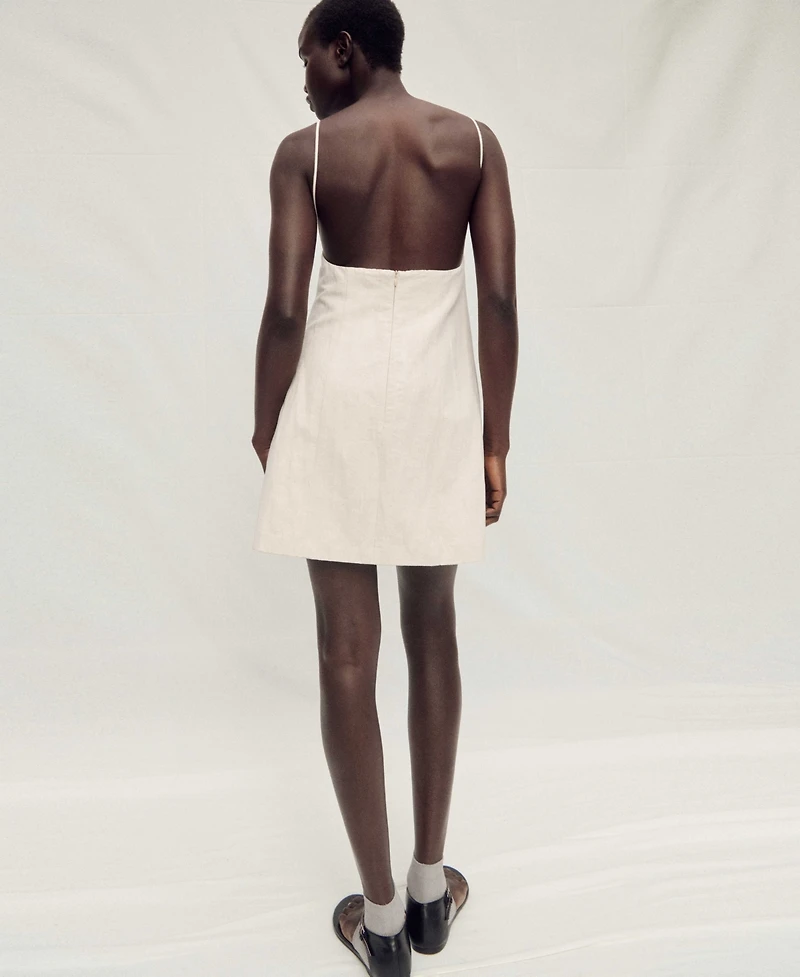 Mango Women's Frayed Neckline Cotton Dress