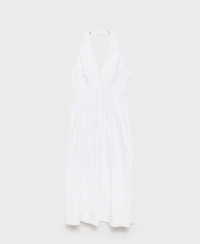 Mango Women's Halter Neck Cotton Midi Dress