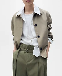 Mango Women's Belted Wide Leg Cotton Pants