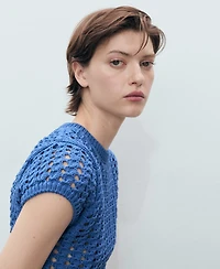 Mango Women's Short-Sleeved Crochet Sweater