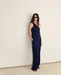 Mango Women's Denim-Effect Lyocell Pants