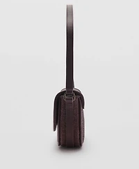 Mango Women's Flap Raffia Shoulder Bag