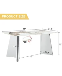 Streamdale Pandora Patterned Dining Table with Butterfly Legs (63"x31.5x30")