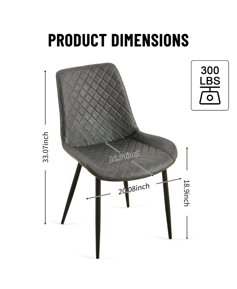 Streamdale Mid-Century Modern Leathaire Dining Chairs, Set of 2