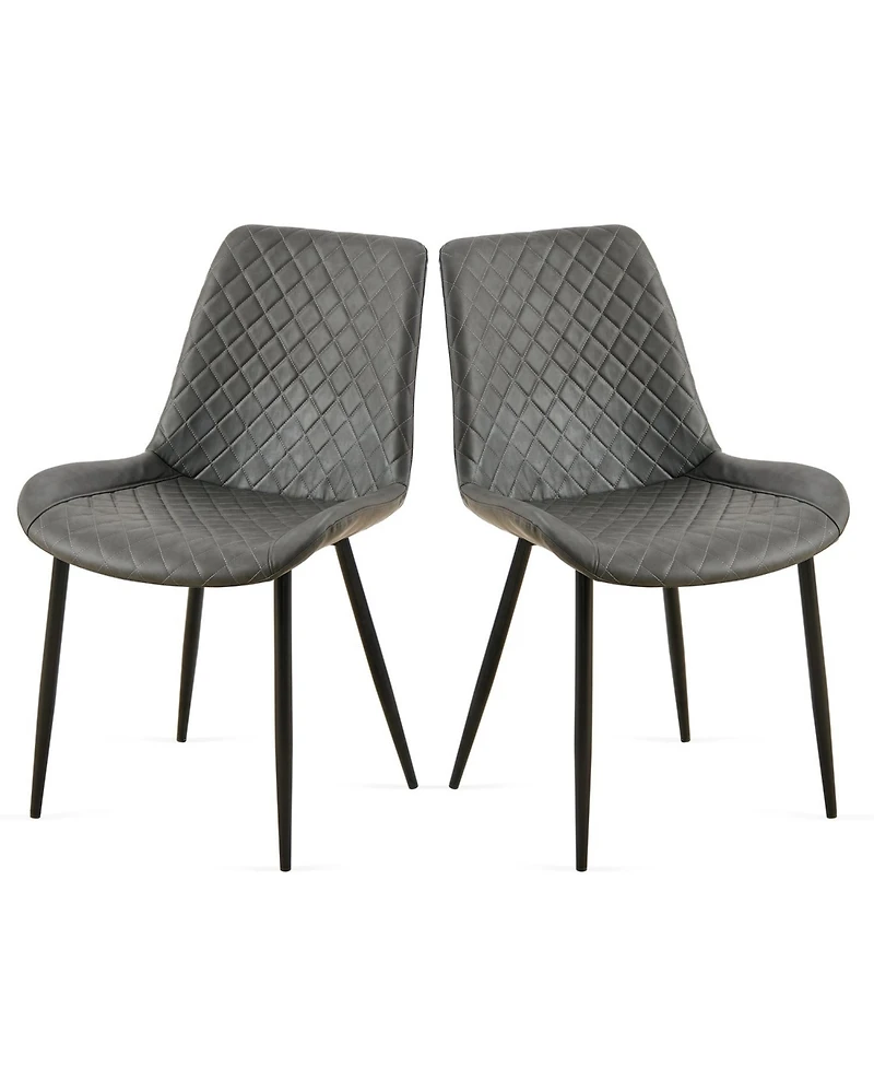 Streamdale Mid-Century Modern Leathaire Dining Chairs, Set of 2