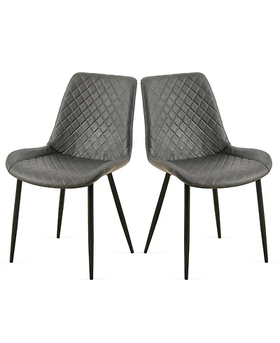 Streamdale Mid-Century Modern Leathaire Dining Chairs, Set of 2