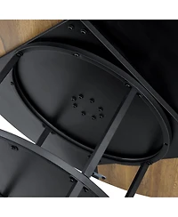 Streamdale 47" Round Dining Table - Storage, Wood & Black Design