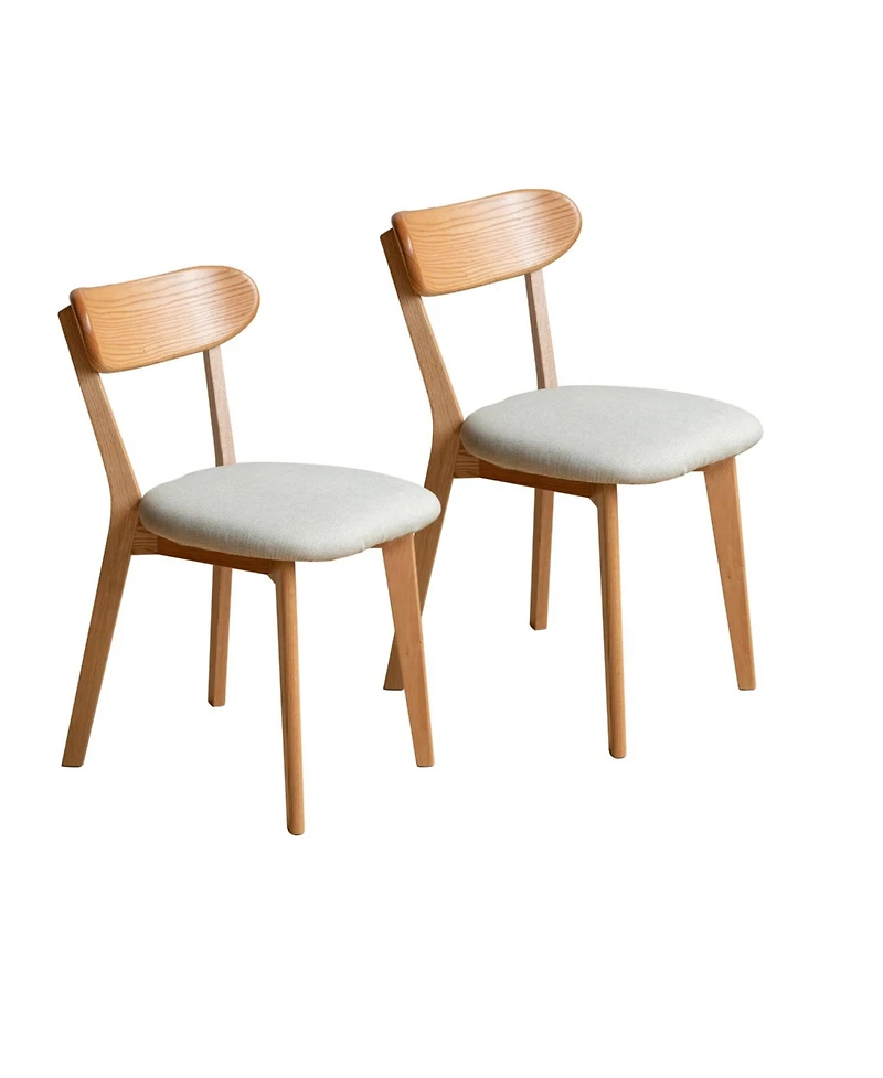 Streamdale Natural Wood Dining Chair (Set of 2), Solid Oak, Made in North America, 47.5 x 55.5 x 78cm