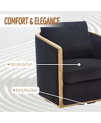 Streamdale Corduroy Swivel Barrel Chair for Home & Office (Black)