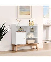 Streamdale Colorblock Storage Cabinet with Wood Base, Floor Cabinet for Home and Office