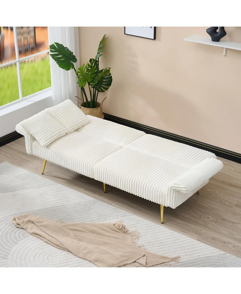 Streamdale 79 inch corduroy sofa bed, foldable double sofa bed with folding armrests, suitable for living rooms and small spaces