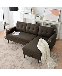 Streamdale Spacious and Comfortable Modern Sofa with Built-In Storage and Adjustable Leg Rest