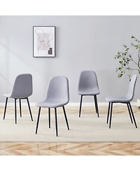 Streamdale Light Gray Linen Dining Chairs (Set of 4) - Black Metal Legs