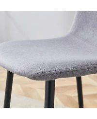 Streamdale Light Gray Linen Dining Chairs (Set of 4) - Black Metal Legs