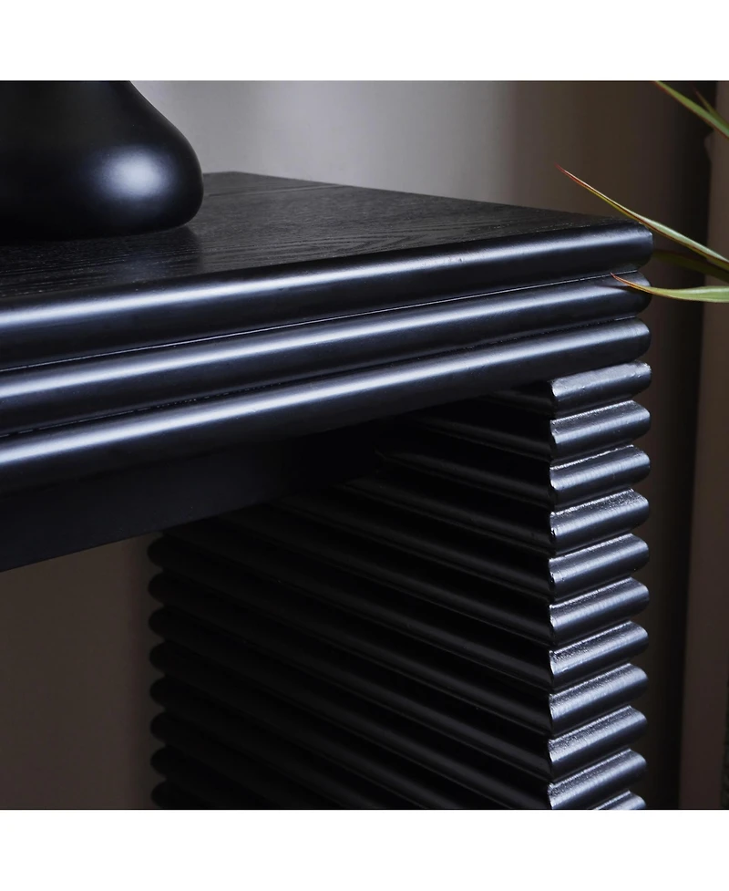 Streamdale Furniture Modern Black Ribbed Console Table