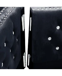 Streamdale 59.4 Inch Wide Velvet Sofa With Jeweled Buttons, Square Arm, 2 Pillows