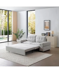 Streamdale Grey Linen Sleeper Sofa Bed with Pull Out Chaise