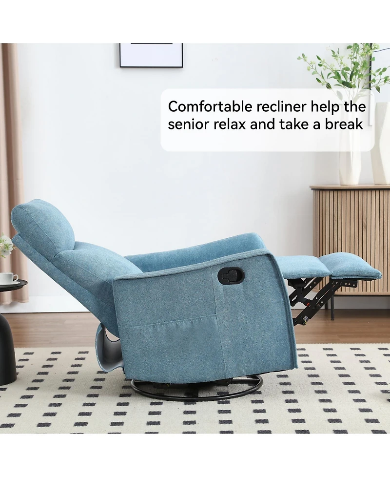 Streamdale Heat Massage Manual Recliner Chair with Rocker and Swivel in Fabric for Living Room