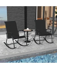 Gouun 2 Pieces Outdoor Rocking Chairs with Breathable Backrest