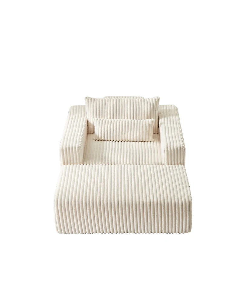 Streamdale Corduroy Sponge Sofa Lounge Chair with Removable Footrest