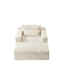 Streamdale Corduroy Sponge Sofa Lounge Chair with Removable Footrest
