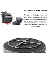 Streamdale Modern 360 Swivel Accent Chair with 4 Pillows (Grey)