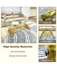 Streamdale 47" Modern Coffee Table with Clear Glass Top in Gold