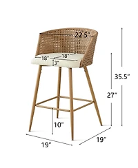 Rattan Boucle Armrest Counter Stool Set Of 2-Maison Boucle