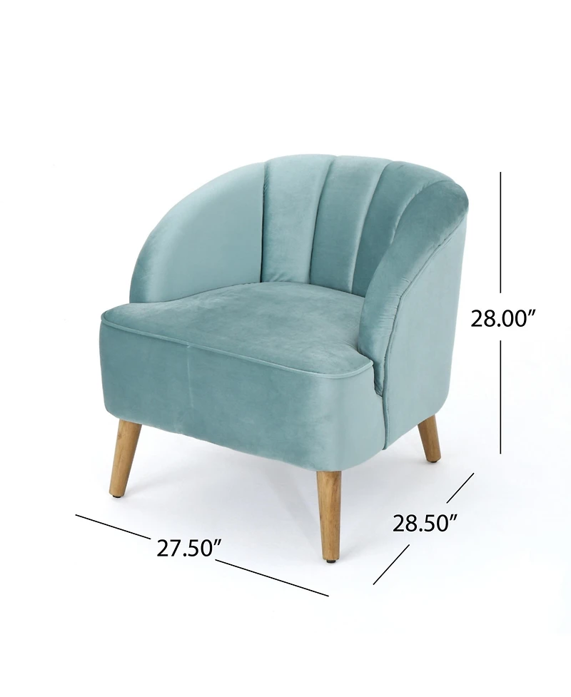 Streamdale Mid-Century Modern Velvet Club Chair With Birch Legs