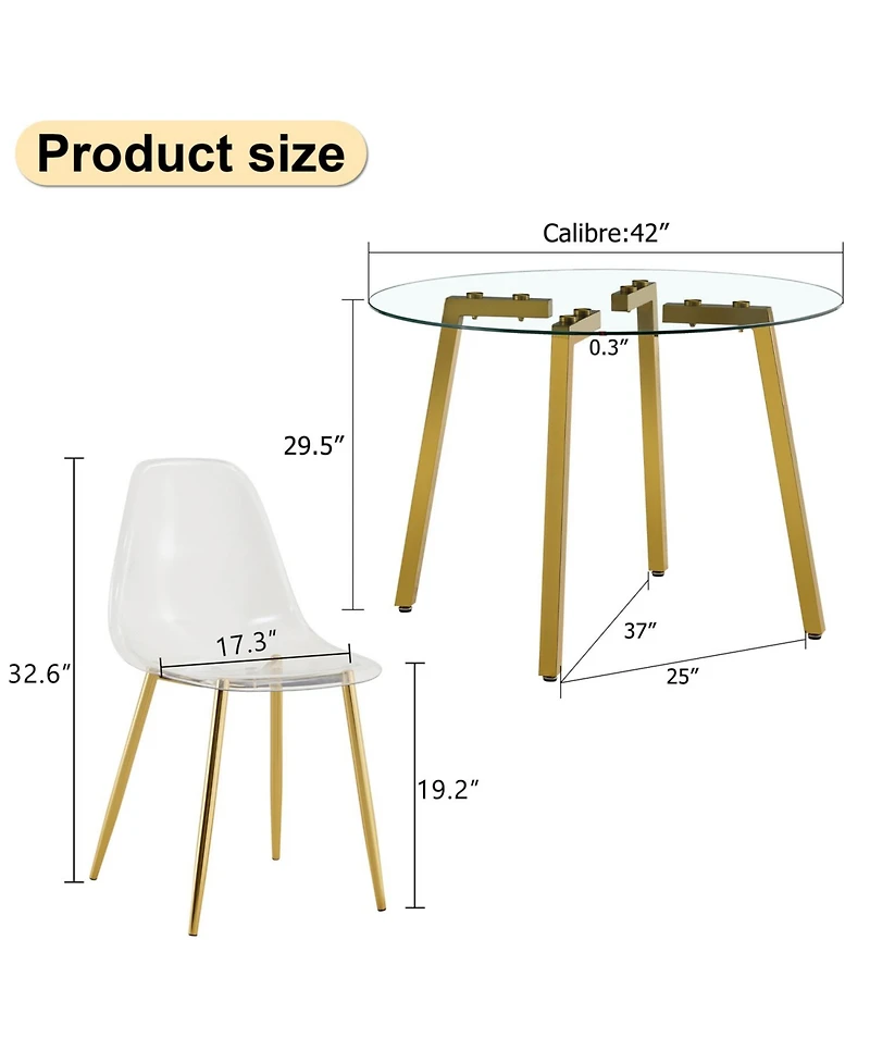 Streamdale Glass Table & Gold Leg Chairs